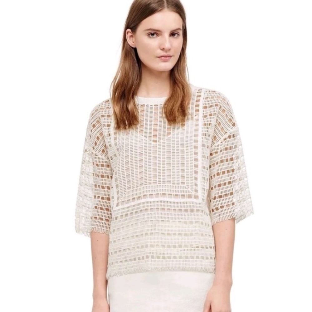 Tory Burch cream crochet top. 3/4 sleeve. …